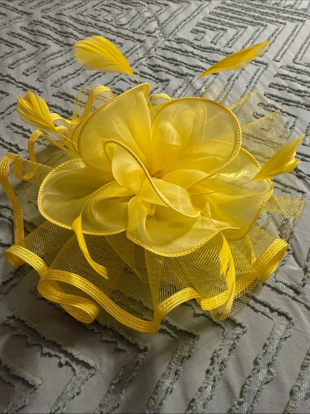 Sunshine Yellow Mesh Floral Hair Fascinator